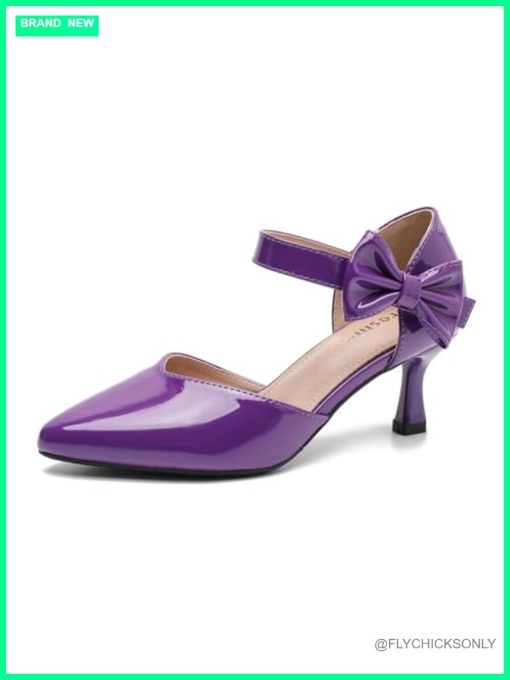 Women's Pointed Toe Bow Ankle Strap Kitten Heel D'Orsay Pumps
